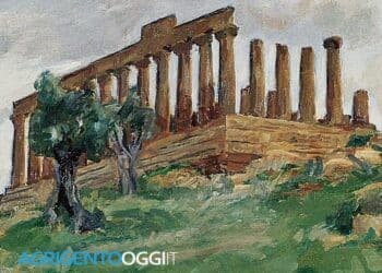 Carlo Vitale,La Valle dei Templi, dipinto olio su tela, 1930