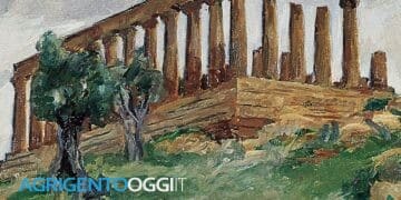 Carlo Vitale,La Valle dei Templi, dipinto olio su tela, 1930