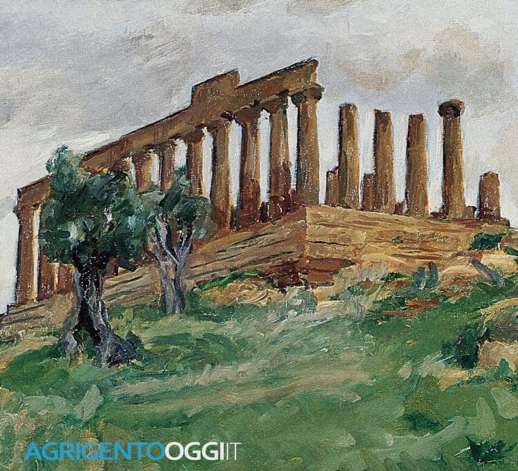 Carlo Vitale,La Valle dei Templi, dipinto olio su tela, 1930