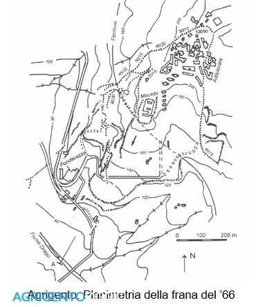 Fiorillo. Agrigento, planimetria frana del 1966