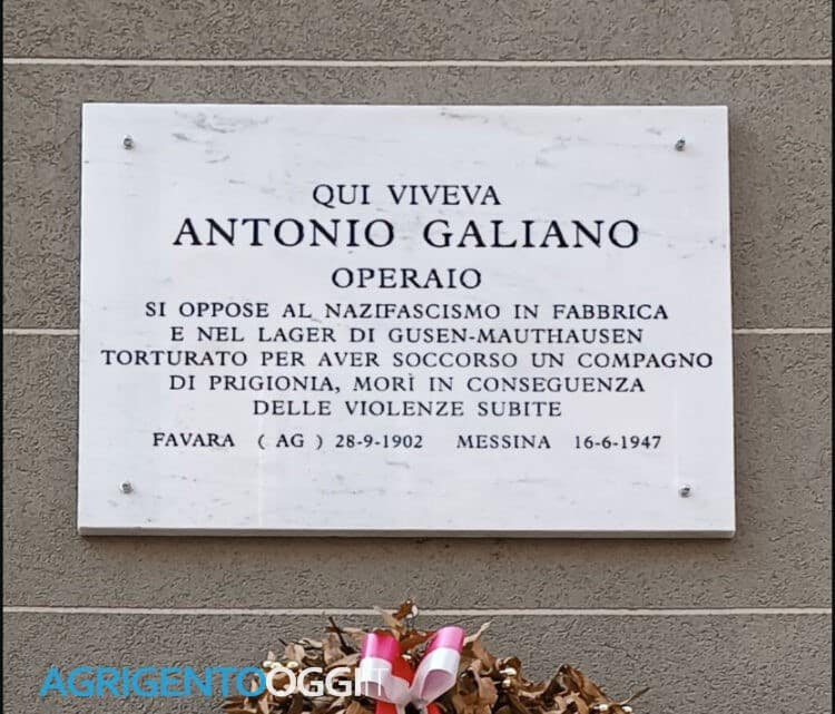 lapide in ricordo di antonio galiano